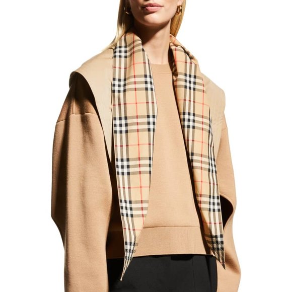 Burberry Reverse Check Cotton Bandana Scarf (Beige) NEW WITH TAGS - Picture 3 of 9